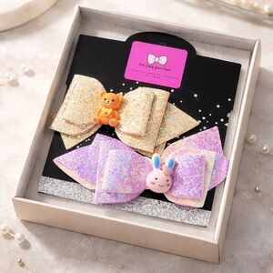 Handcrafted 2 Hair Bows Baby Toddler Girls